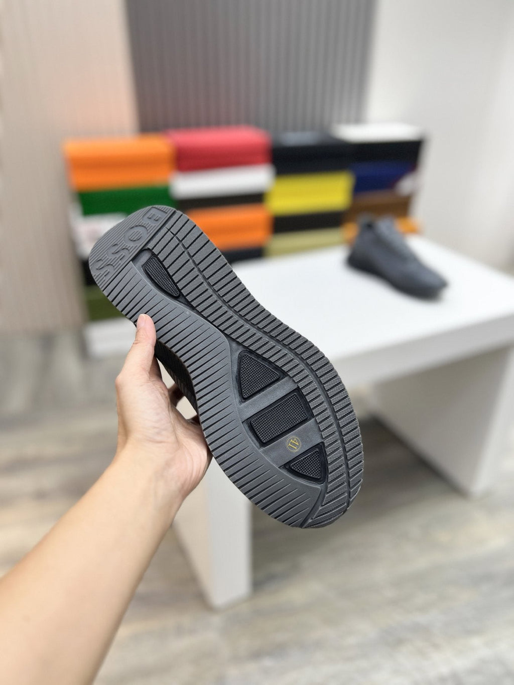 BOSS Knit Ribbed-Sole Sneakers — front