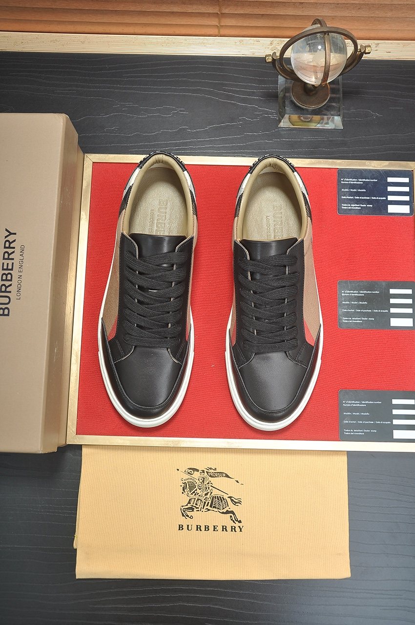 Burberry Plaid Panel Low-Top Sneakers — front