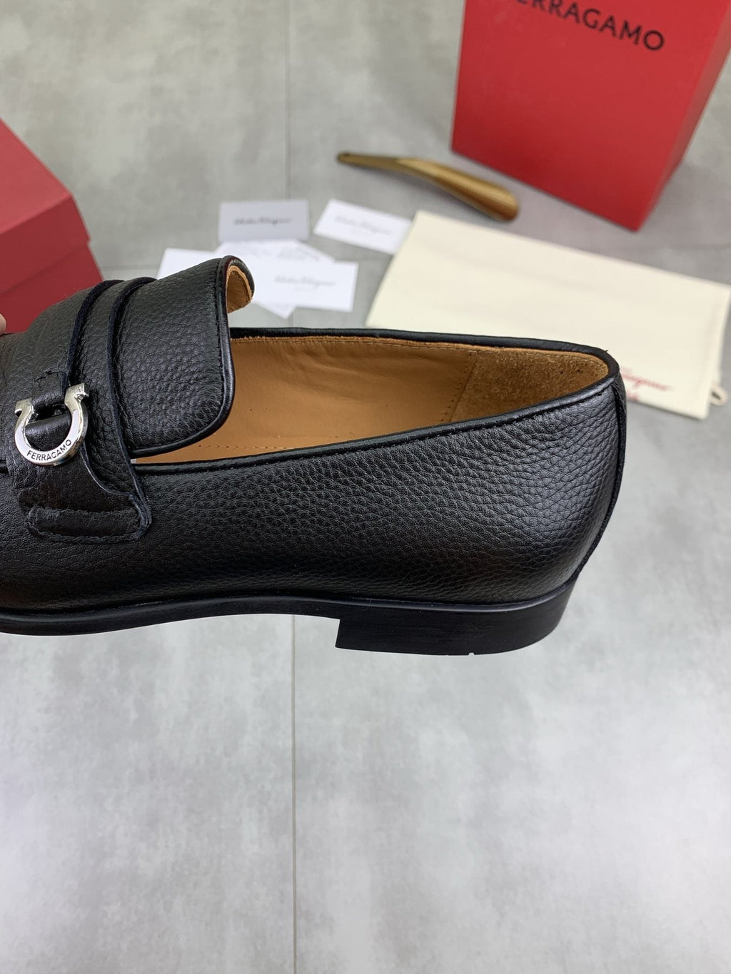 Ferragamo Men's Metal Bit Loafers — detail