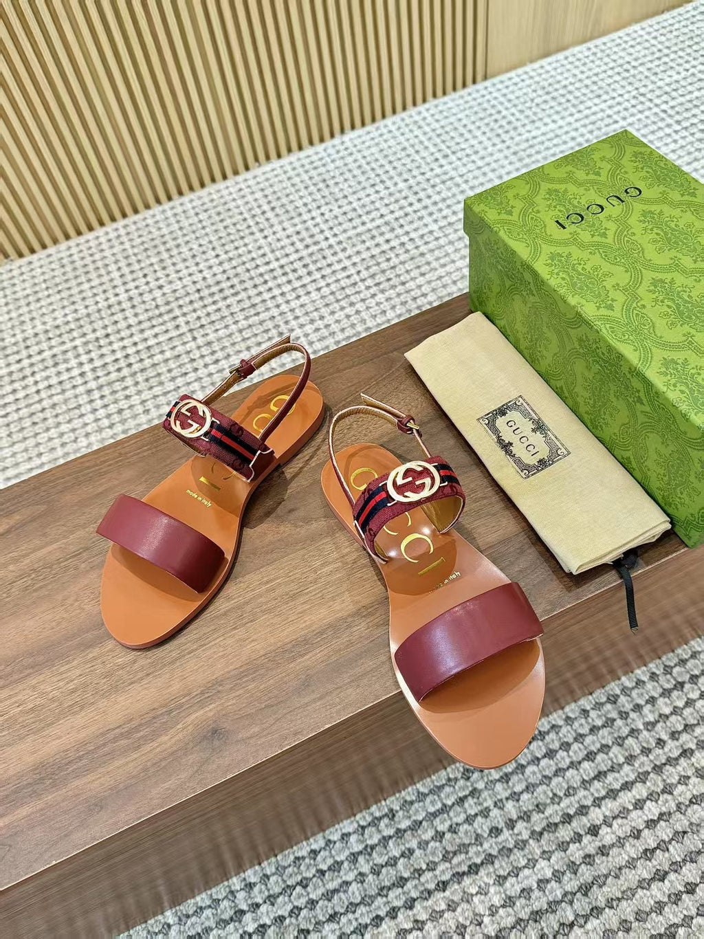 Gucci Logo Hardware Ankle-Strap Sandals — front