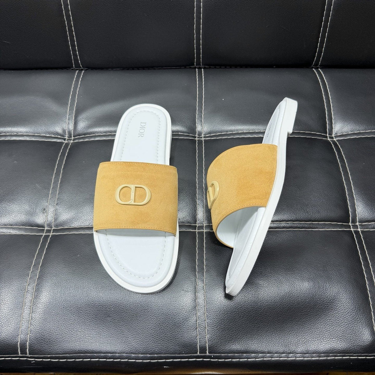 Dior Emblem Strap Slide Sandals — side